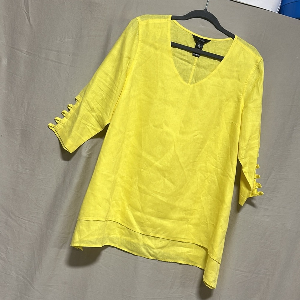 Ali Miles‎ linen yellow tunic top / Size L / Box 5-35 - Picture 5 of 8